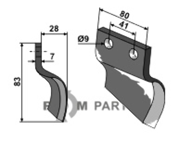 RDM Parts Mes voor grachtenfrees, rechts passend voor Oosterlaan S.T. RE RDM Parts Mes voor grachtenfrees, rechts passend voor Oosterlaan S.T. RE