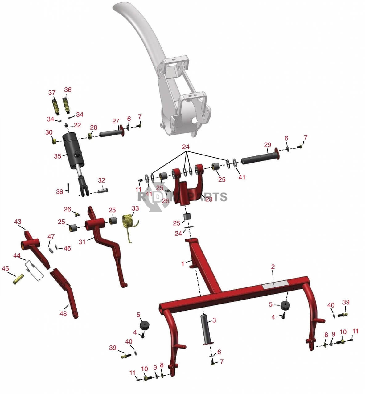 Replacement parts for Toro 3050 Pull frame LH