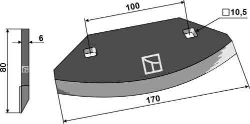 Food mixer knives - hard metal faced fitting for Kverneland - Taarup KD1560177