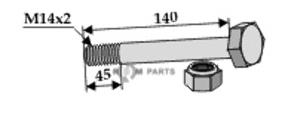 Schraube mit sicherungsmutter - m14x2 - 10.9 63-14140