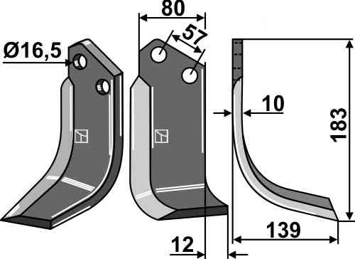 Blade, right model fitting for Celli 722562