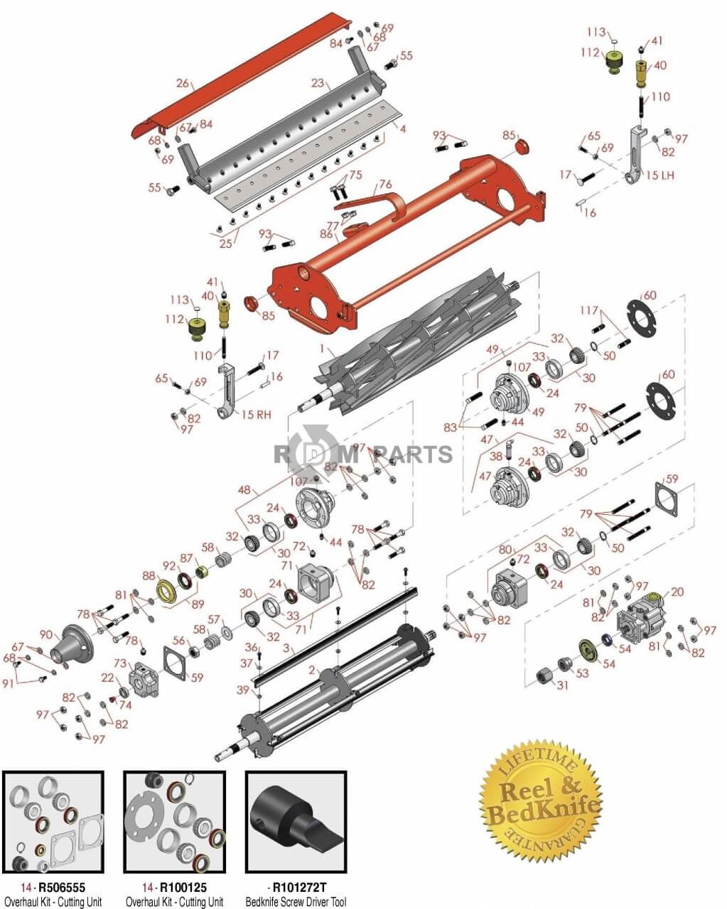 Replacement parts for Jacobsen Greens King IV Cutting Unit