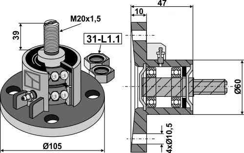 Disc-hub with concave bearing surface