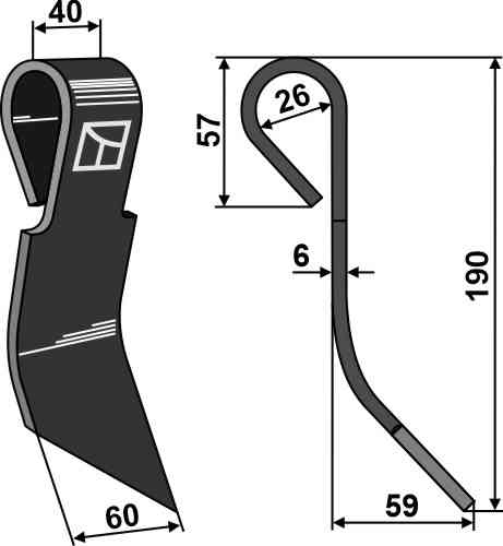 Haulm flail - left fitting for Rumptstad 007773