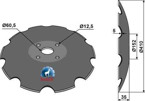 Notched disc with flat neck - Ø410