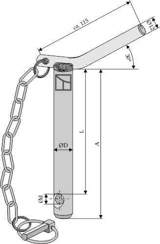 Security pins with chain and linch pin for lower links