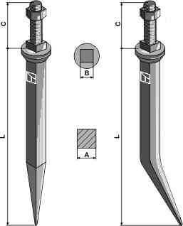 Harrow teeth from boron steel with square neck