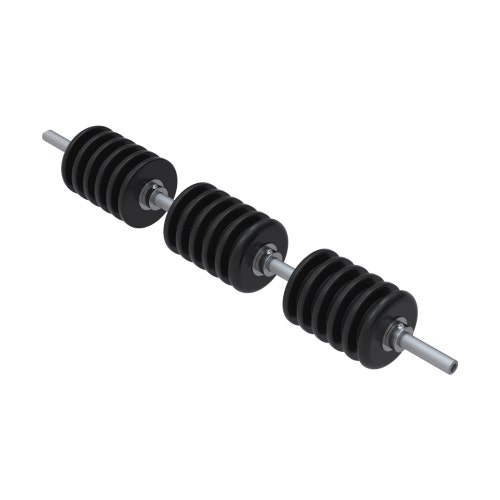 Basket roller - grooved uhmw polyethylene 3 section