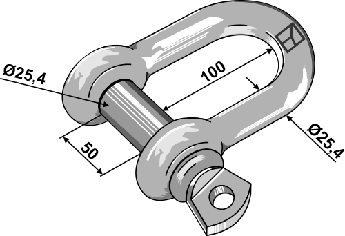 Standard straight shackles 25,4mm  galvanized