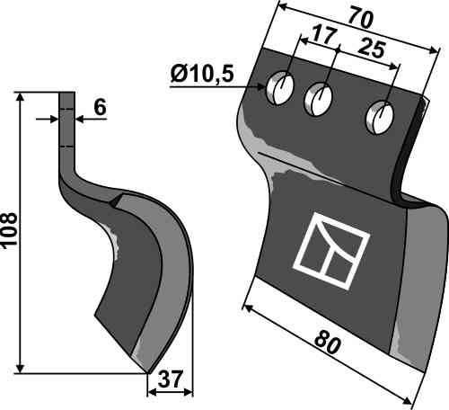 RDM Parts Mes voor grachtenfrees - rechts