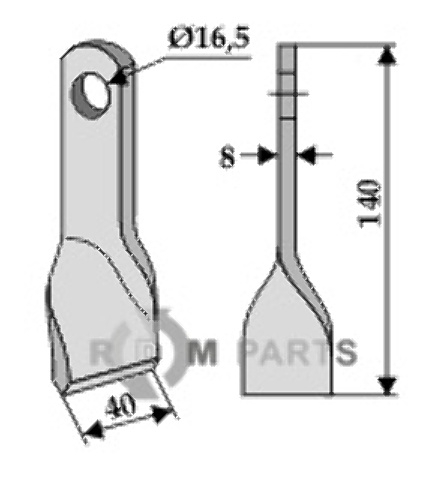 RDM Parts Gedrehtes-Messer geeignet für Kuhn 360.150.91