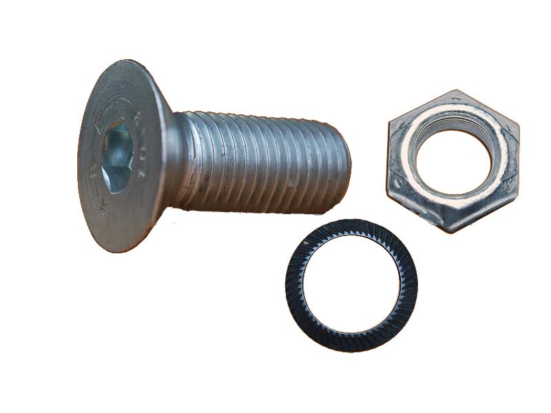 Bolt M16x50mm for Jensen chopper, countersunk Allen, steel, with nut & lock washer
