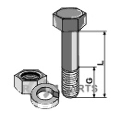 Bolt with nut and split washer - 7/16x35 12.9 30-71635