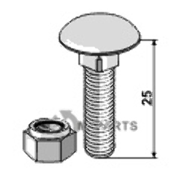 Saucer-head screws with self-locking nut m8 x 1,25 x25- 8.8 51-1036