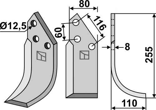 Blade, right model fitting for Pegoraro 0833
