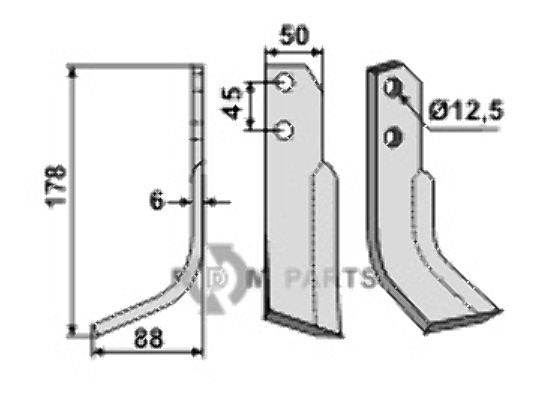 Freesmes, linkse uitvoering passend voor Carraro Antonio 6809006