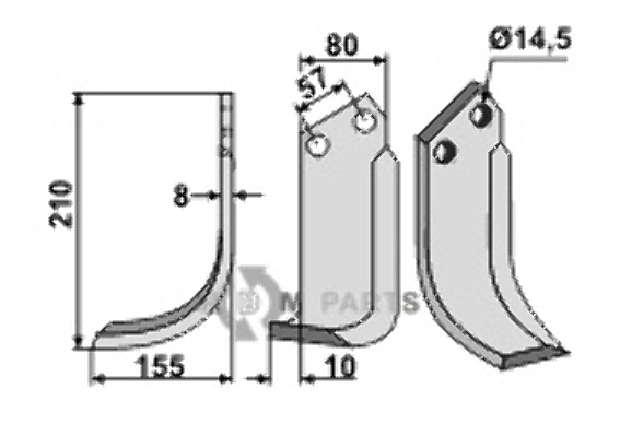 Fräsmesser, linke Ausführung geeignet für Muratori 120061