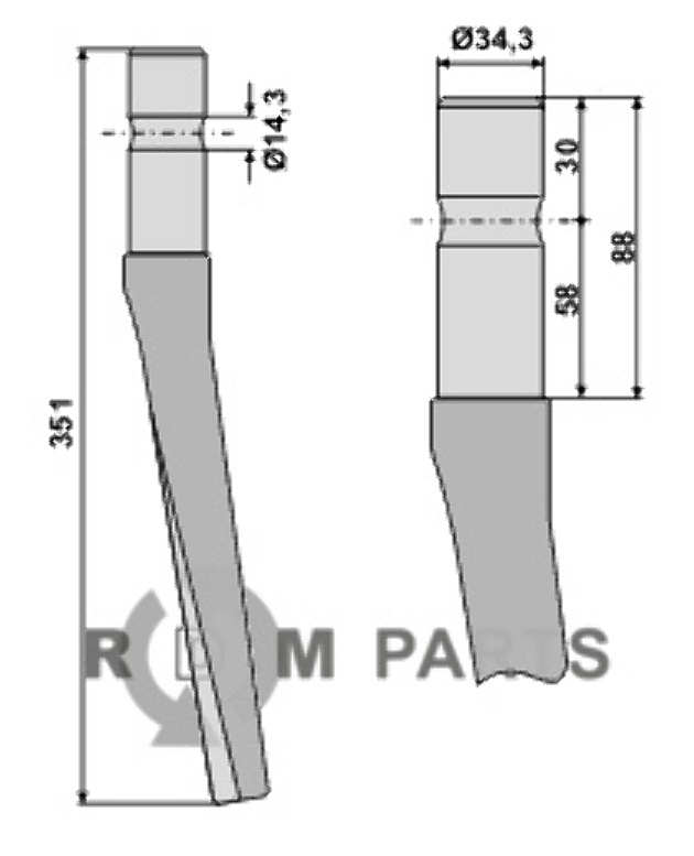 Tine for rotary harrows