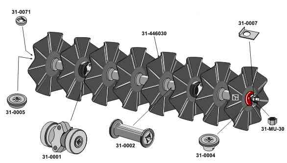 Following cover-corps with wavy discs - 2300