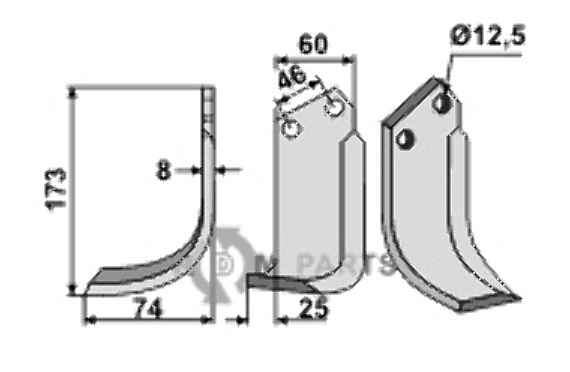 Blade, left model fitting for B.C.S. 48461