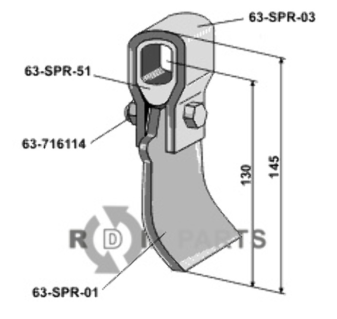 RDM Parts Slagle med holder, bøsning og klinge egnet til Spragelse-Mica 112950