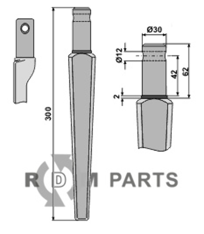 Tine for rotary harrows fitting for Pegoraro 003981-01