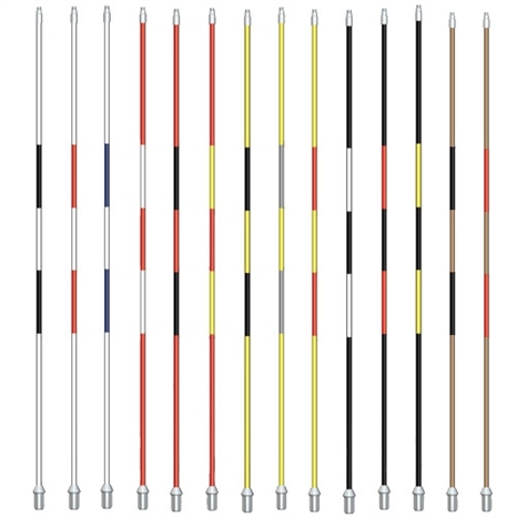 Flagsticks with 2 center stripes 1/2" x 7' - set/9 white with yellow