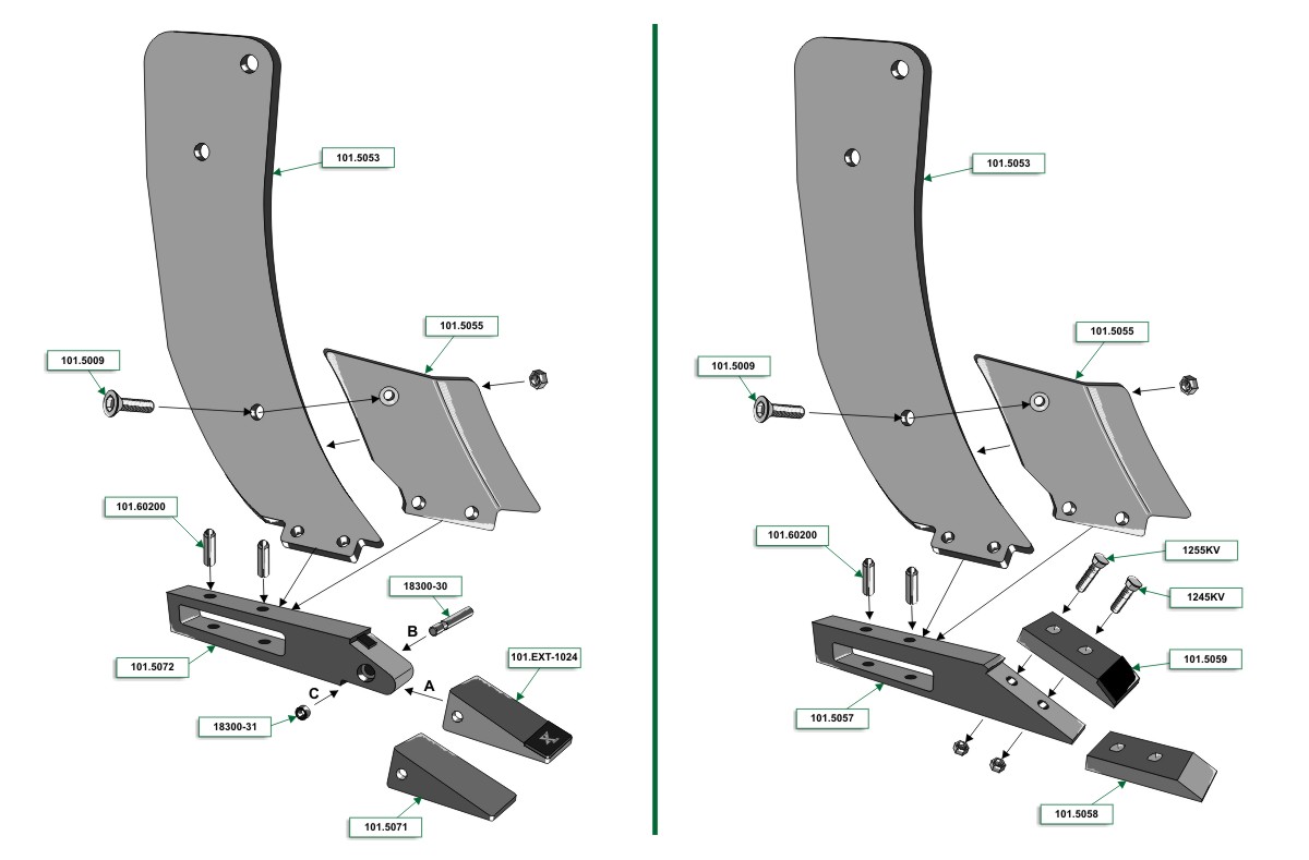 Subsoiling shank - right model