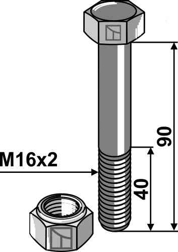 Schraube mit sicherungsmutter - m16 x 2 - 10.9 63-1690