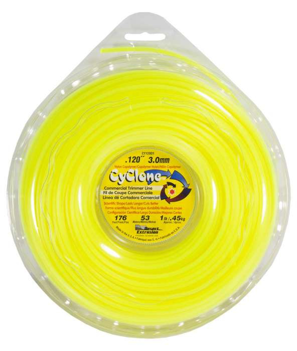Trimmer line cyclone™ shaped yellow .120" / 3.0mm