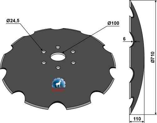 Getande schijf - Ø710x6 passend voor Grizzly D28DSB08