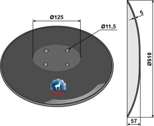 Glatte Scheibe mit flachem Ansatz - Ø510x5 geeignet für Amazone / BBG 78201987