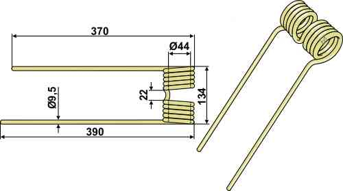 Hay tine - left model fitting for Krone 153 015 1