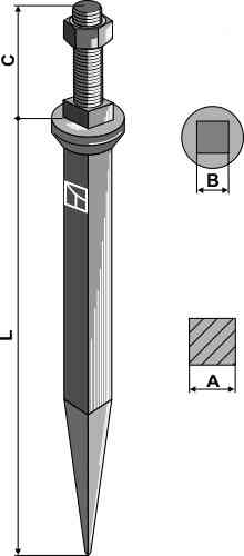 Harrow teeth from boron steel with square neck