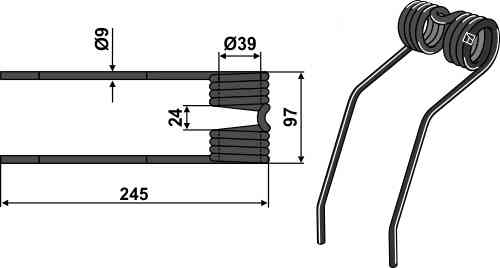 Hay tine fitting for Fransgard 46031