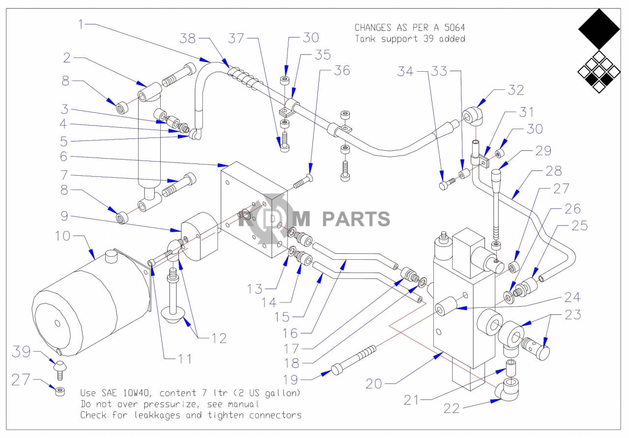 Replacement parts for VD7007 Hydrauliekolie pomp