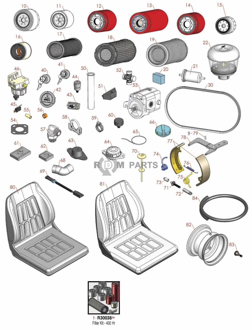 Replacement parts for RM 5500D Traction unit