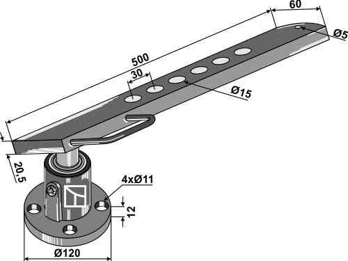Disc-hub with shank - right model fitting for Becker 238819