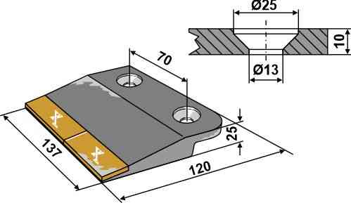 bolt-on front part - left - Hard metal