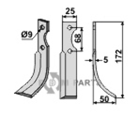 Blade, right model fitting for Pasquali 532 - 500160