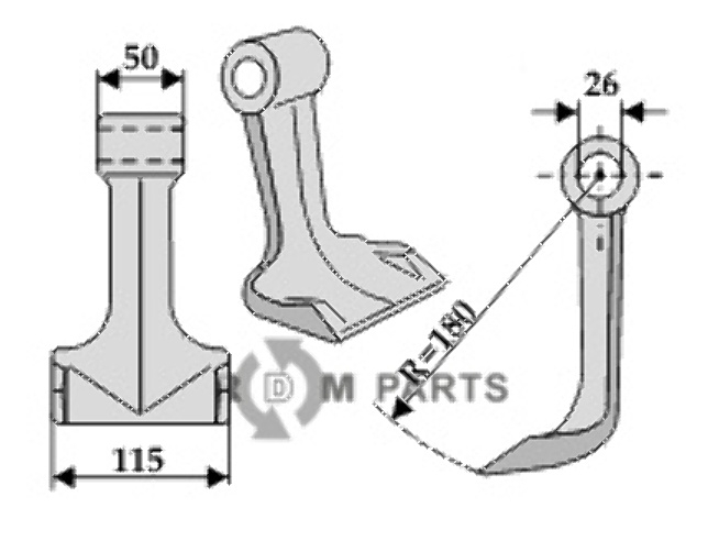 RDM Parts Hamerklepel passend voor Kuhn 6061699