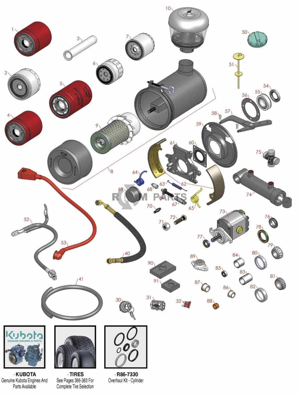 Replacement parts for Reelmaster 5100D & 5300D traction unit