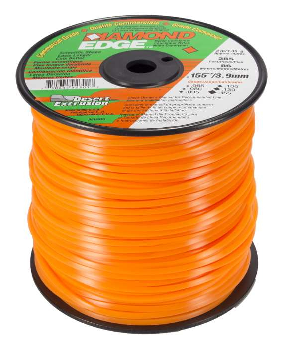 Trimmer line diamond edge™ shaped orange .155" / 3.9mm