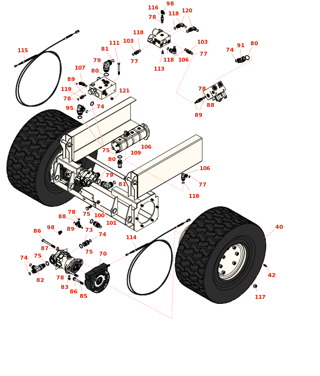 Toro Groundsmaster 4010-D Planetary, Brake And Tire Assembly Toro Groundsmaster 4010-D Planetary, Brake And Tire Assembly