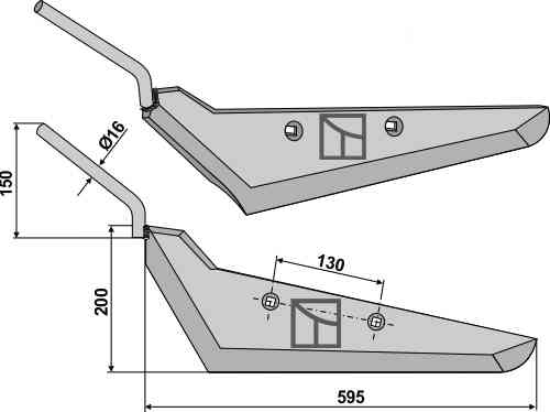 Beet lifter share, left model fitting for Gilles 6994