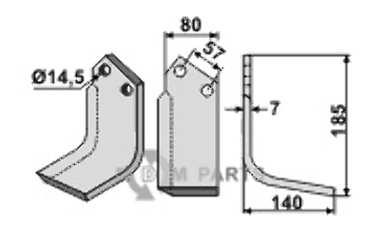 Blade, right model fitting for Huard 226090