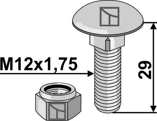 Saucer-head screw with self-locking nut