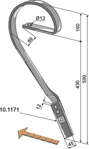 Brake tines, left model fitting for Kverneland KW 111099004