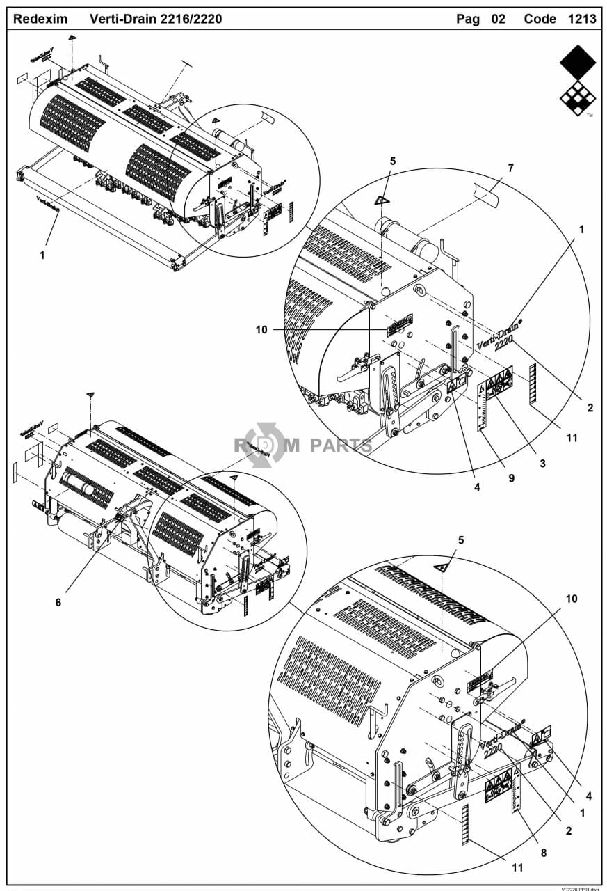 Replacement parts for VD2216-2220 Labels