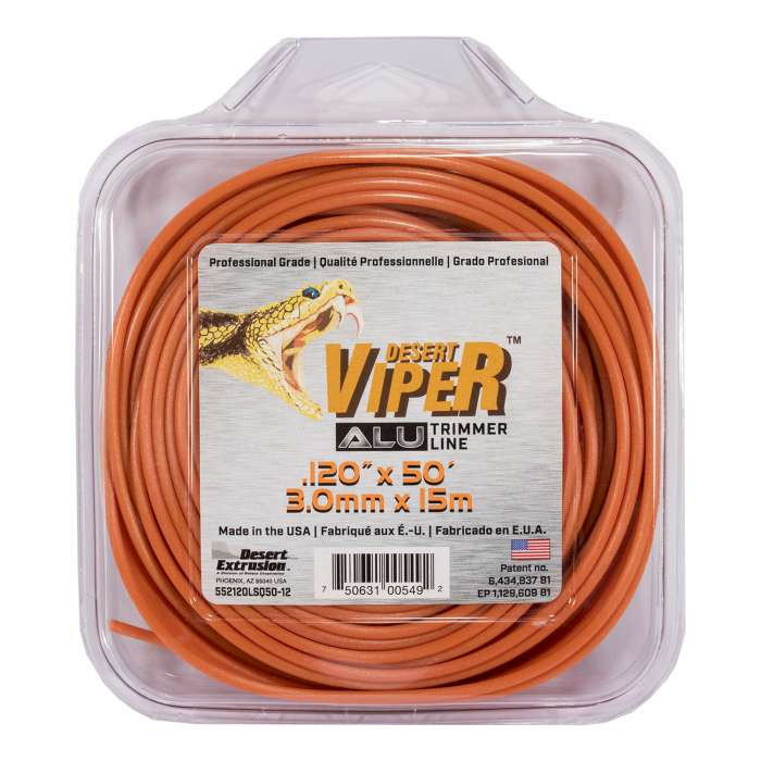 Trimmer line desert viper alu - large square orange .120" / 3,0 mm 50' / 15 m